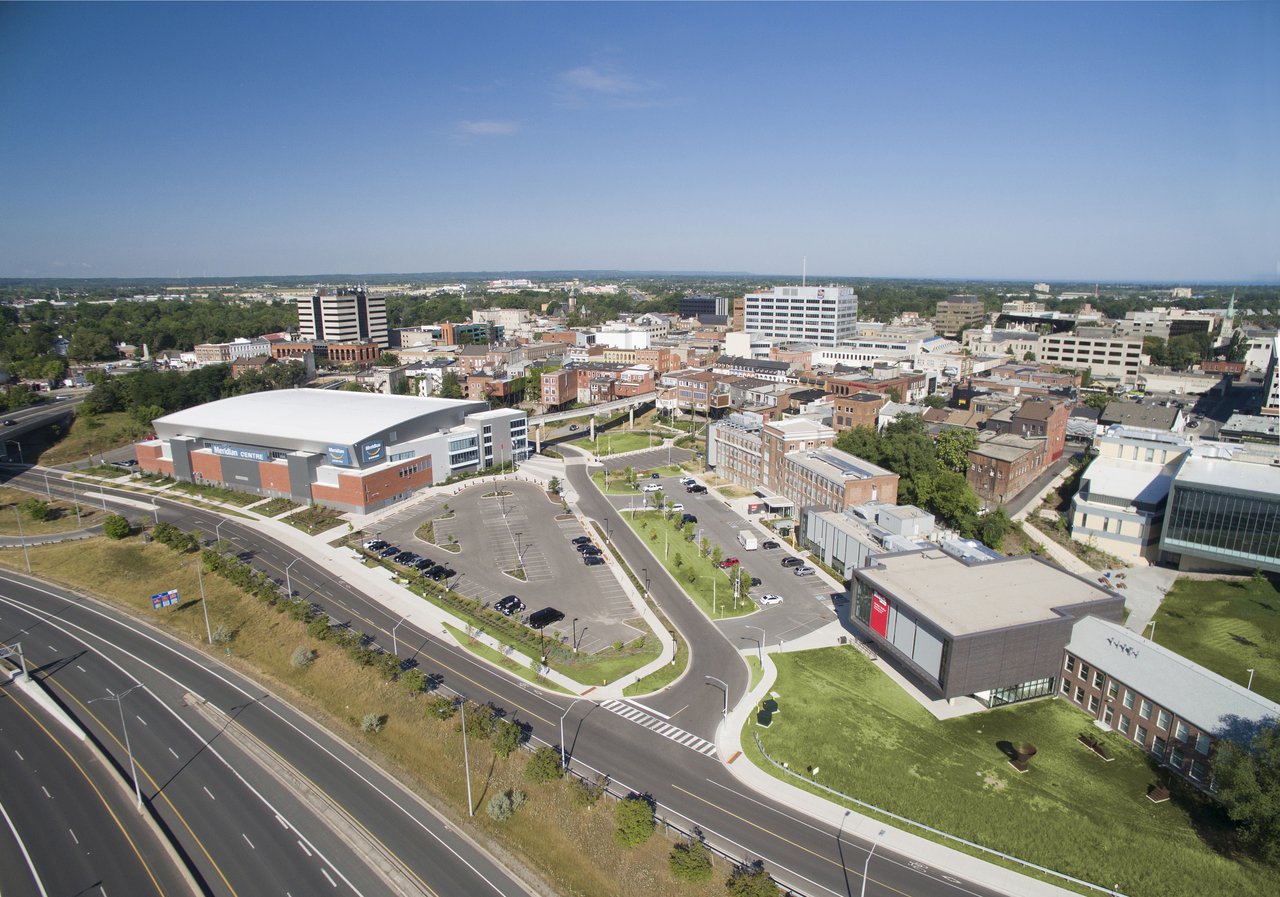 Aerial view of Downtown St. Catharines and Marilyn I. Walker Campus