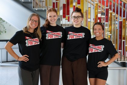 GV students show off their Viking for Life shirts.