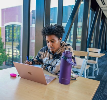 On a sunny day students will also be seen on the bridge connected to Rasmussen studying and enjoying lunch.