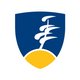 Laurentian University logo featuring a blue shield with a stylized tree and yellow land at the bottom.